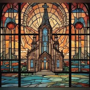 Elegant Stained Glass Church Art Print